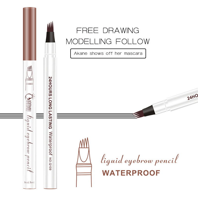 Multi Colors 4 Head Microblading Fork Natural Lasting Waterproof Liquid Eyebrow Pen