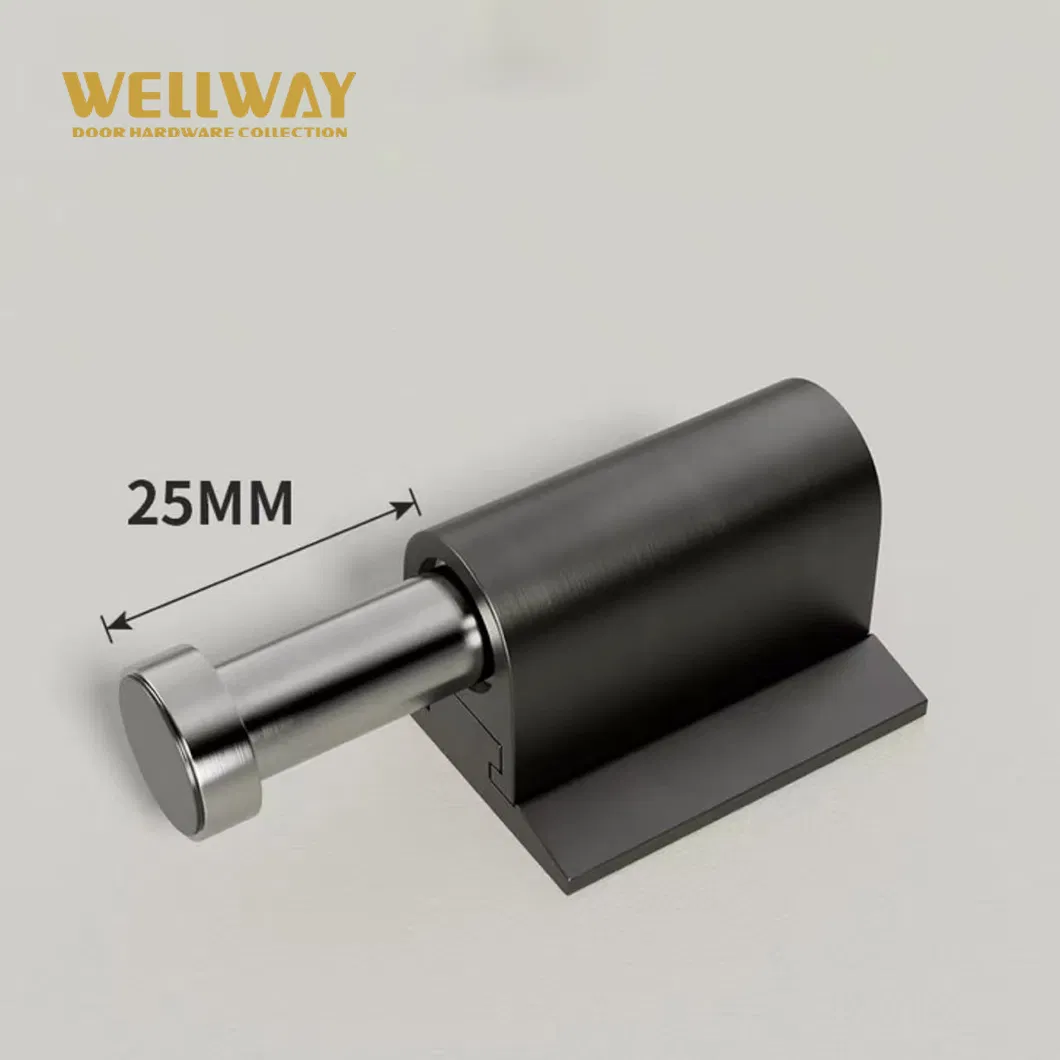 Brushed Black Zinc Alloy Adjustable Floor Mounted Door Stopper with Concealed Base Design for Modern Residential Spaces China OEM - Ds-02-026