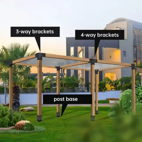 4X4 4-Way Right Angle Corner Woodworks Pergola Brackets