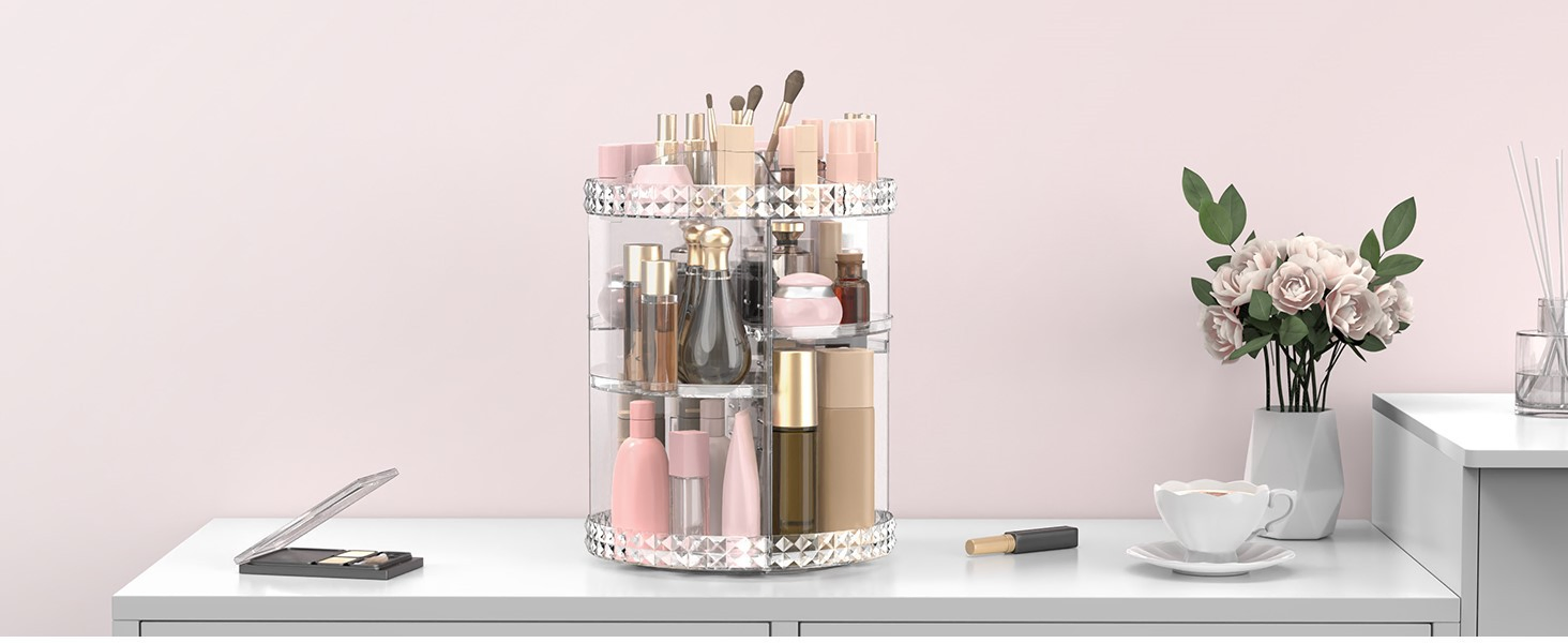 Clear Plastic Cosmetic Make up Organizer Display Rack