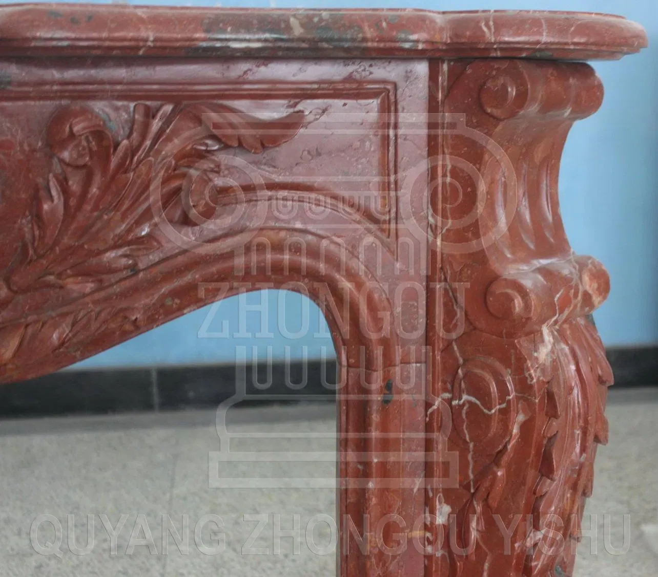 Red Natural Marble Stone Fireplace Mantel Home Decoration