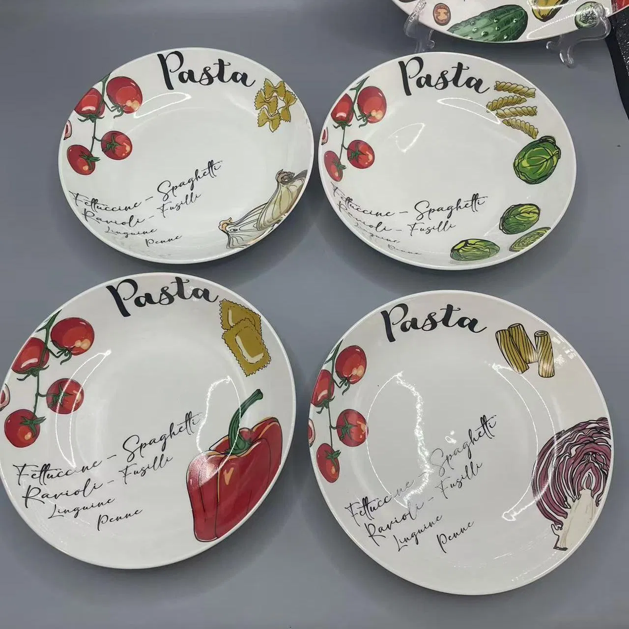 5PCS Pasta Dinner Set with 11" Decal Porcelainware Ceramics Tableware