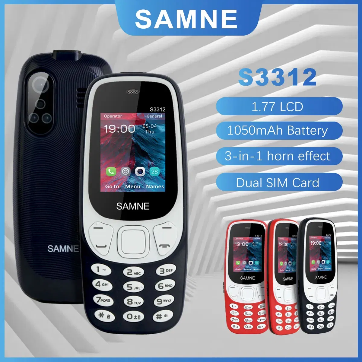 Компактный кнопочный телефон 2G/3G с двумя SIM-картами