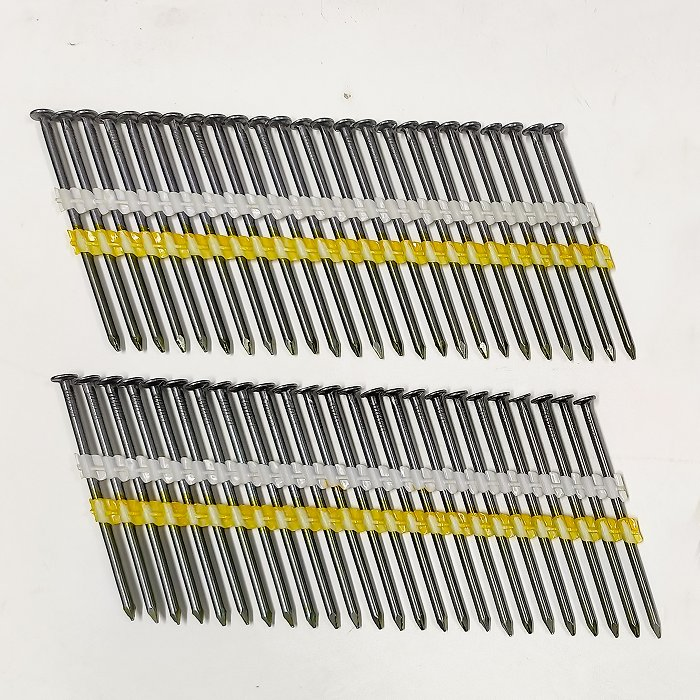 Round Head 21 Degree Bright Smooth Shank Plastic Collated Framing Nails