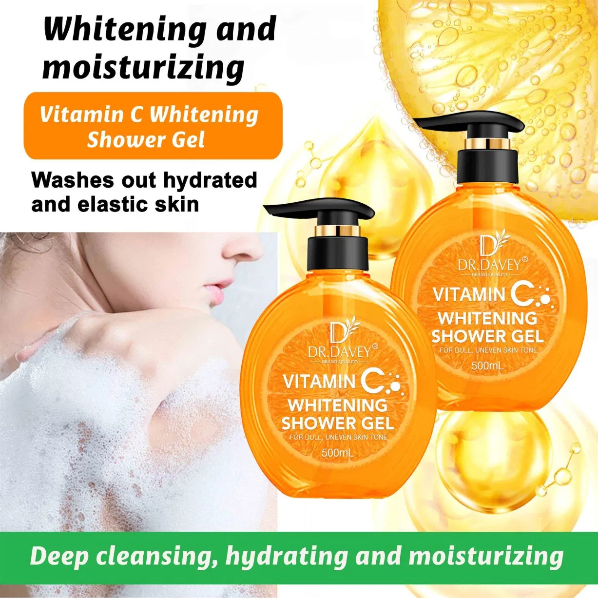 Vitmin C Shower Gel Body Cleaning Body Wash Whitening Moisturizing Refreshing 500ml Private Label Dr. Davey
