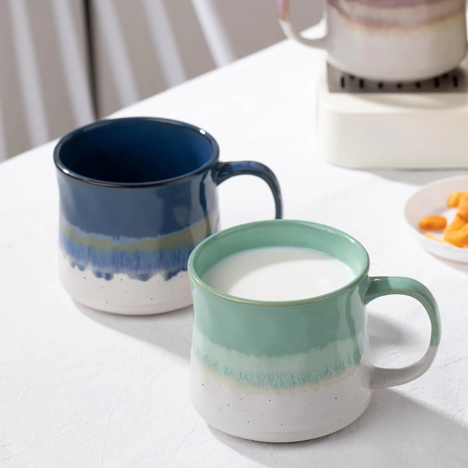 Big Ceramic Mugs with a Large Handle for Office and Home