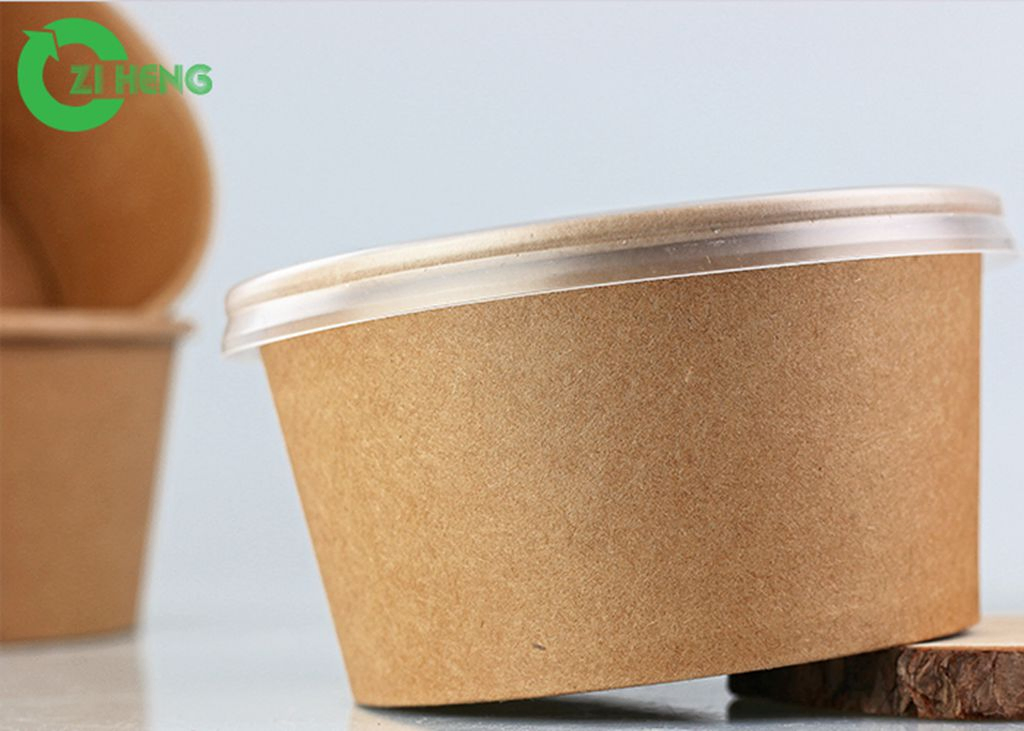 Custom 1500ml Disposable Kraft Paper Salad Rice Noodle Bowl