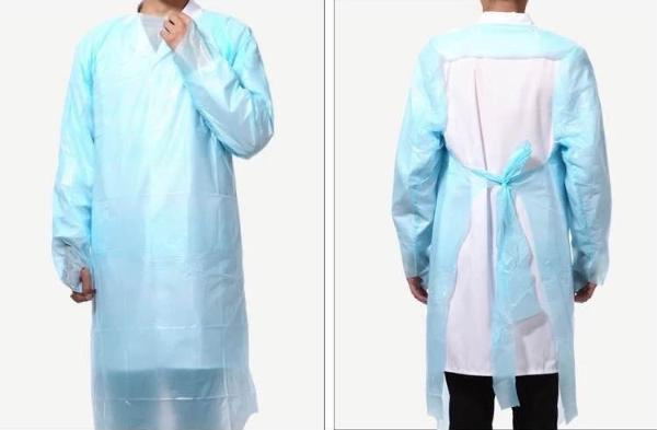 Polyethylene Disposable Waterproof Non Sterile CPE Gown with Thumb Hole
