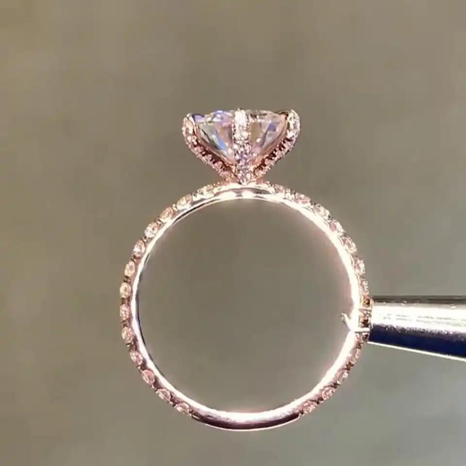 Обручальное кольцо с бриллиантом 2 карата, позолота 14К