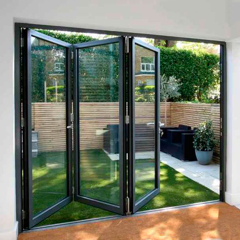 Wanjla Patio Aluminum Laminated Glass Exterior Bifold Accordion Folding Doors