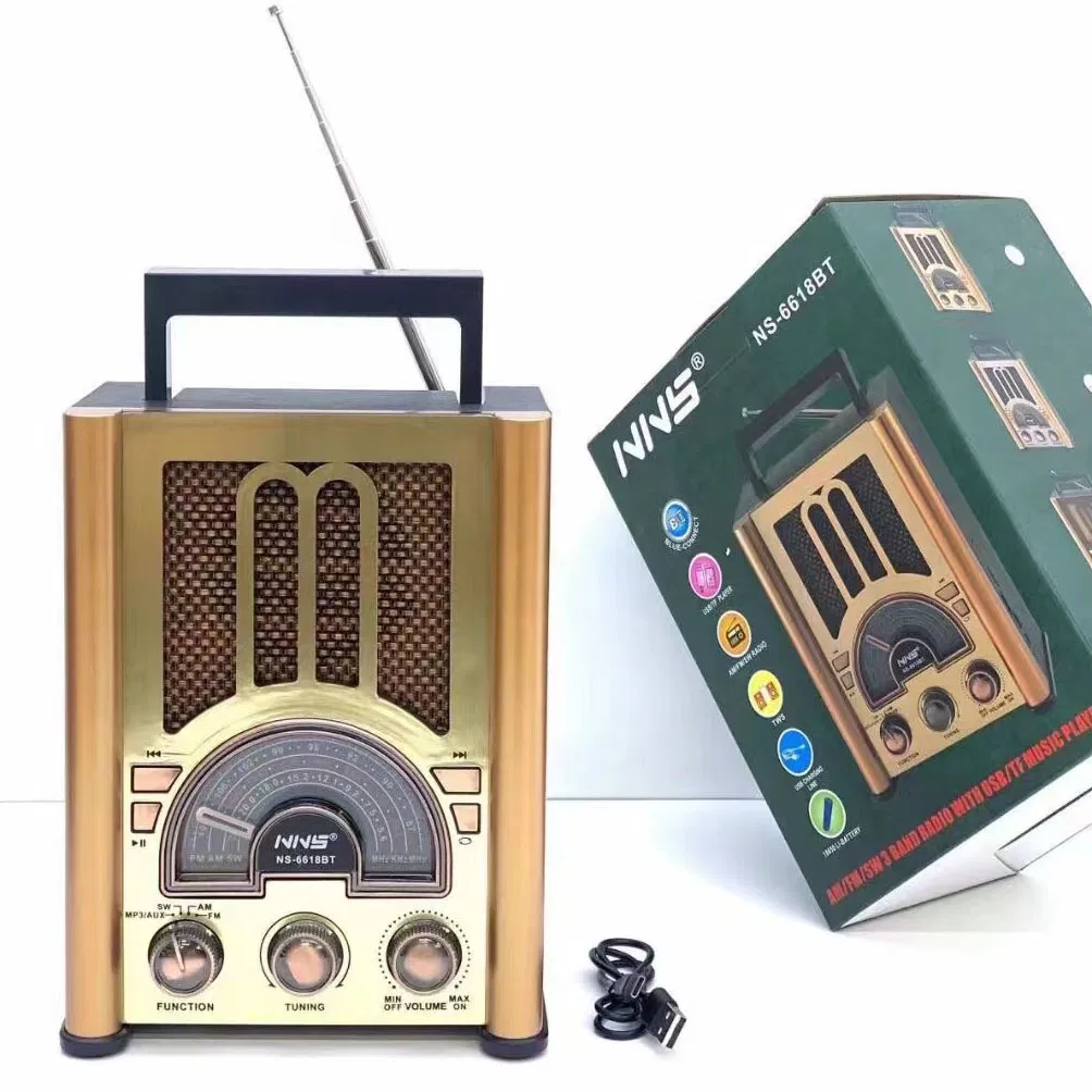 Ретро радио NS-6618BT с Bluetooth, деревянный корпус