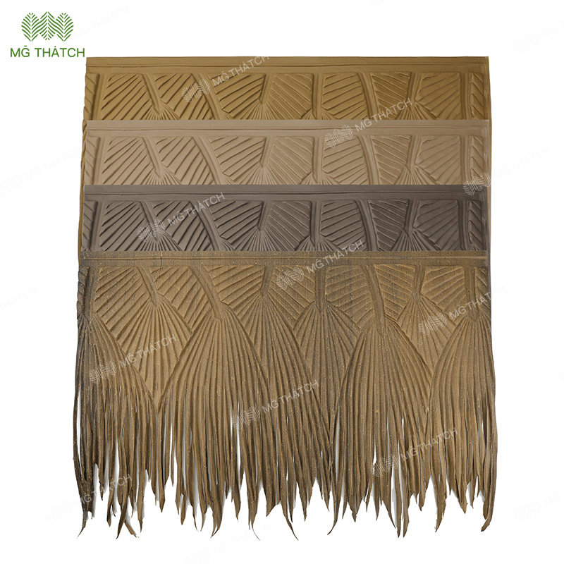 100% Waterproof Artificial Palm Fronds Plastic Synthetic Palm Thatched Leaf for Open Frame Roof