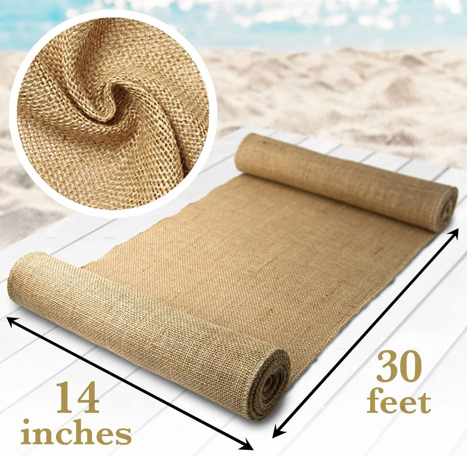 Manufacturer's 100%Naturaljute Table Runner 14"30 Feet Hessian Roll100%Naturaljute Table Runner