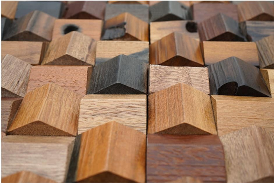 Design 3D Rectangular Old Ship Wood Mosaic Tiles