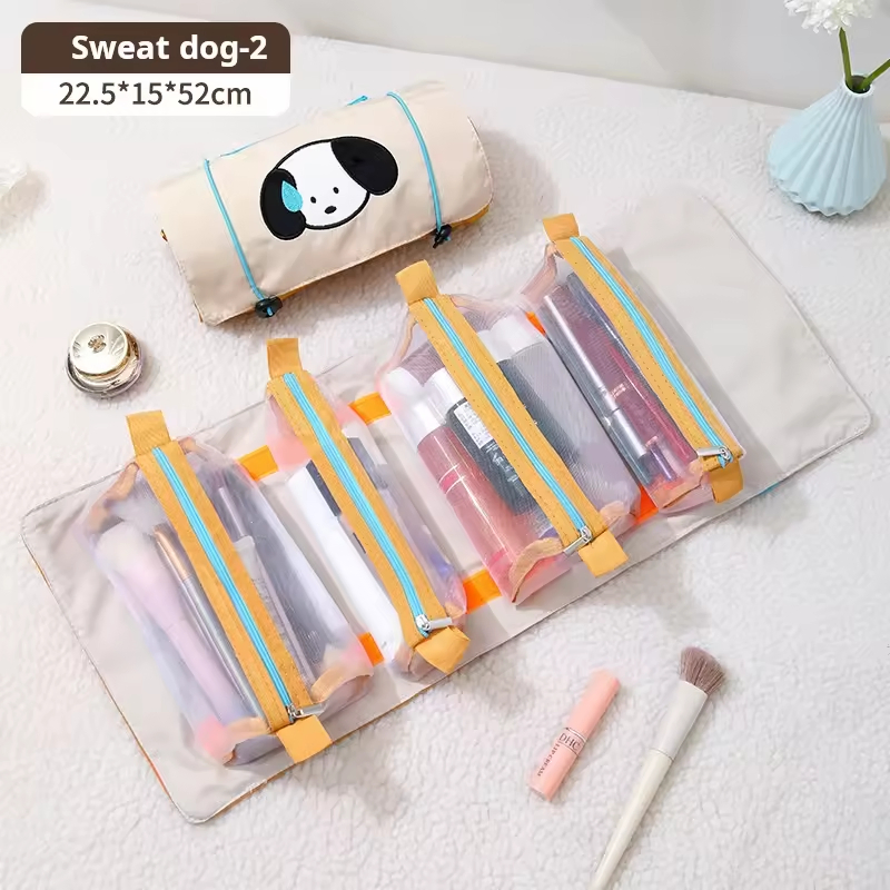 Custom Logo Detachable 4-in-1 Makeup Bag Large-Capacity Portable Travel Cosmetic Toiletry Organizer Pouch for Women