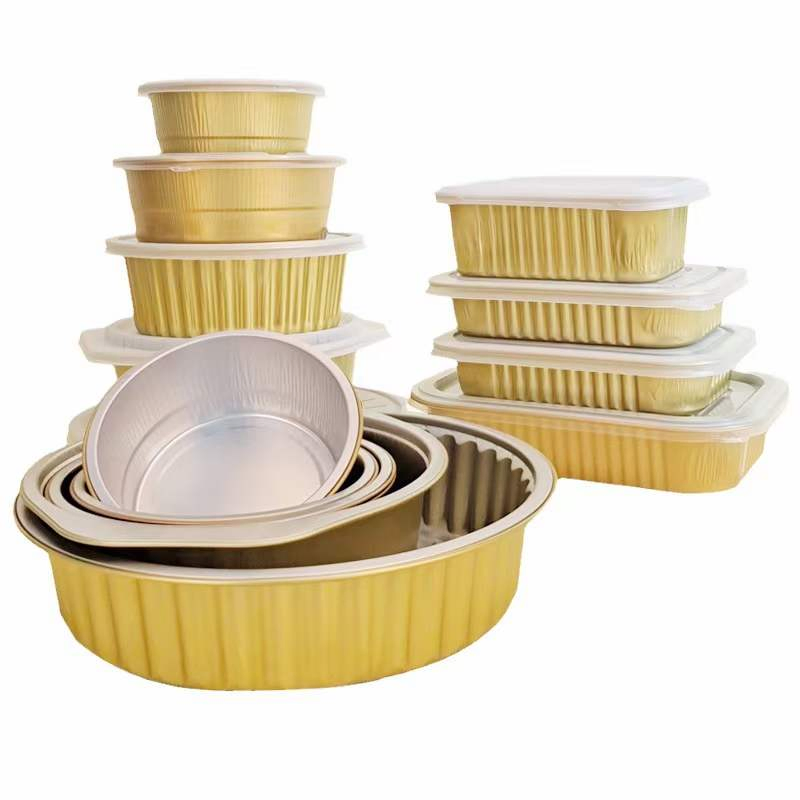 Золотая алюминиевая форма для выпечки с крышкой