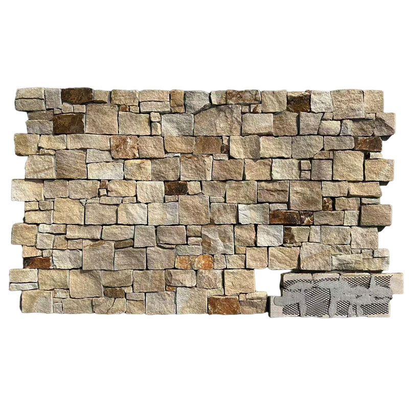 Modern Design Natural Stone Wall Yellow Sandstone Split Surface for Building Material