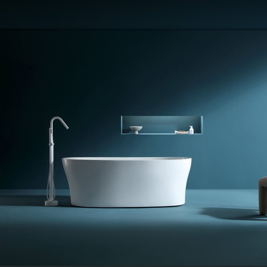 Акриловая отдельностоящая ванна с переливом