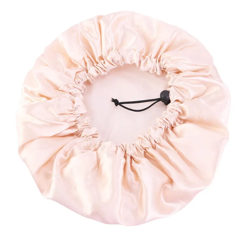 Custom Logo Adjustable Elastic Band Strap Reusable Shower Cap