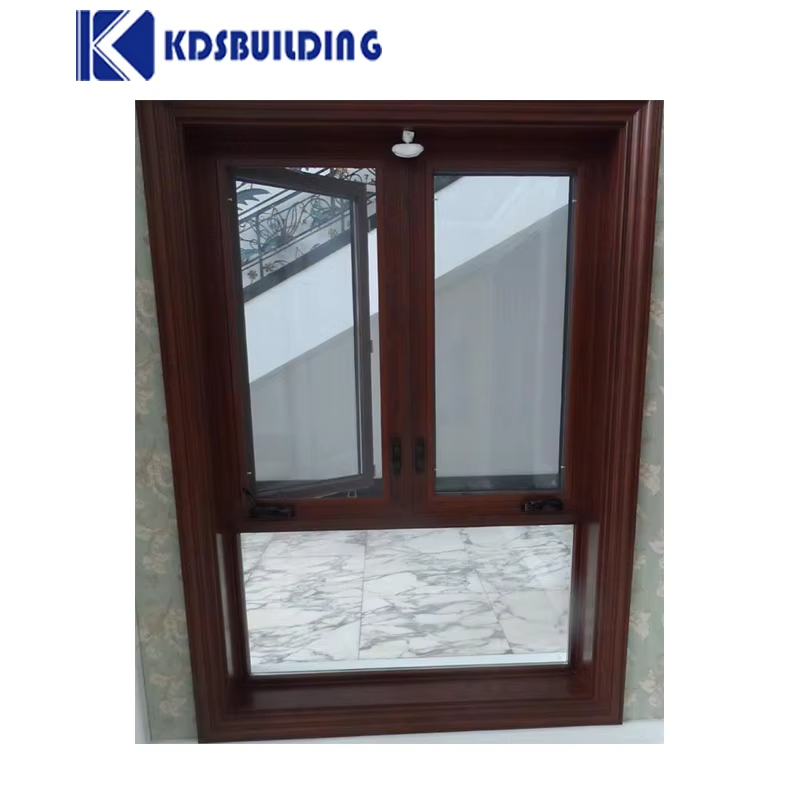 Kdsbuilding Manufacturer Wholesale High Quality White Color America Style Timber Wooden Hand Crank Oak Casement Window