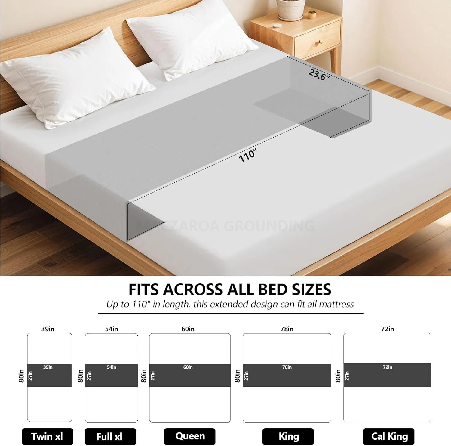 Grounding Mat for Bed, 10% Silver Fiber Grounded Fitted Bed Earth Sheets