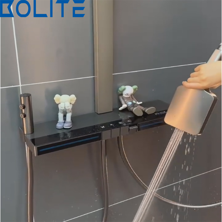 Manufacturer's Newly Designed 304 Stainless Steel Tub Brass Body Bathroom Digital Display Piano Key Shower Faucet Set