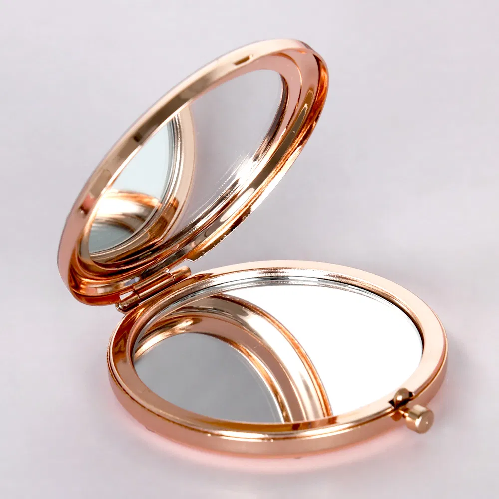 Magnifying Round Mini Makeup Compact Hand Metal Small Folding Cosmetic Pocket Mirror