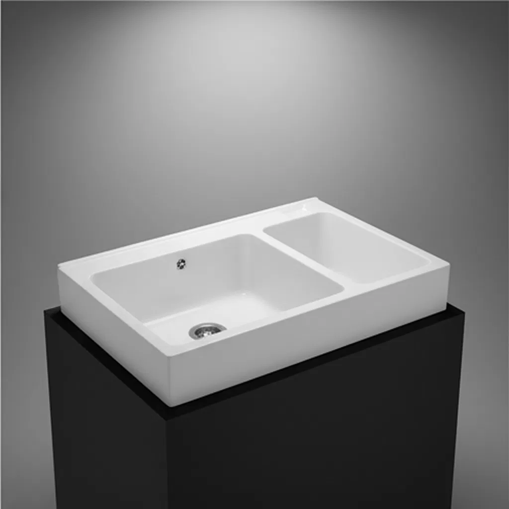 Elegant Double Basin Laundry Sink in Durable Acrylic Design
