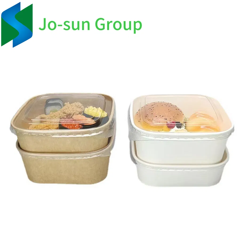 12 Oz 16 Oz 24 Oz 32 Oz Disposable Kraft Paper Food Container Square Salad Bowls with Lids