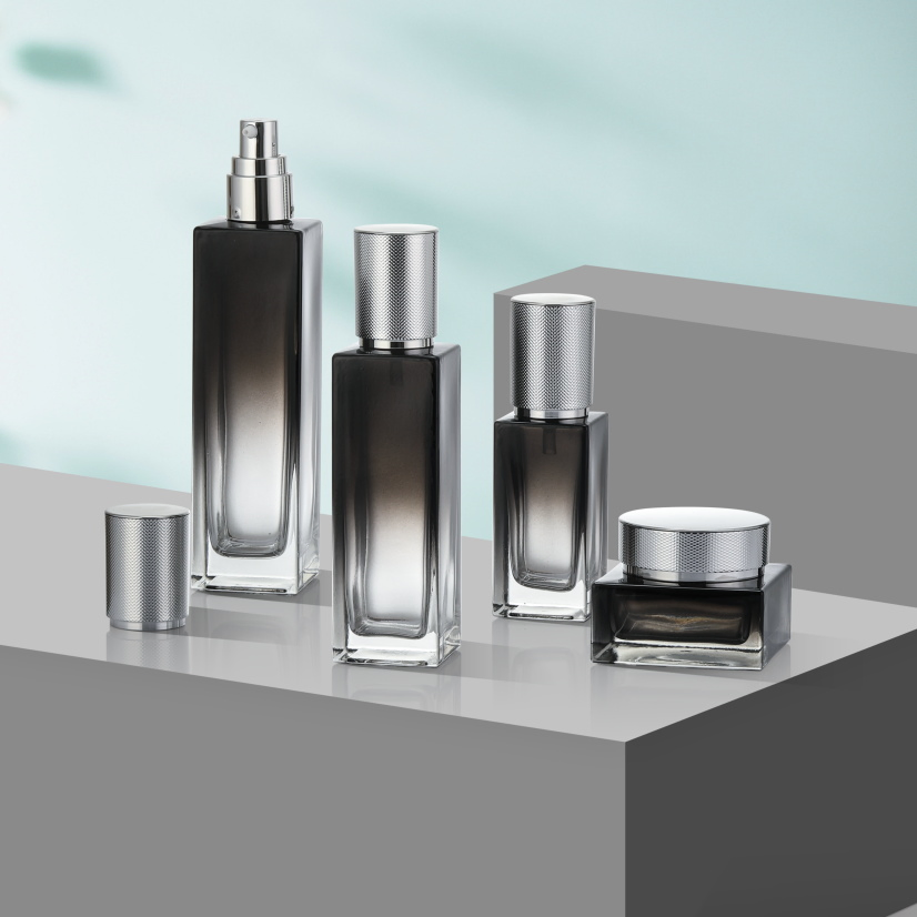 120ml/100ml/40ml/50g Skincare Packaging Foundation Pump Lotion Bottle Cream Jar Glass Bottle Set