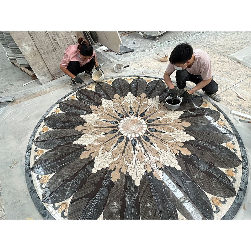 Natural Stone Waterjet Medallion Onyx Marble Inlay Tiles for Interior Design/Floor/Pattern Mosaic/Wall Covering Panels/Bathroom/Villa Project Wholesale Price