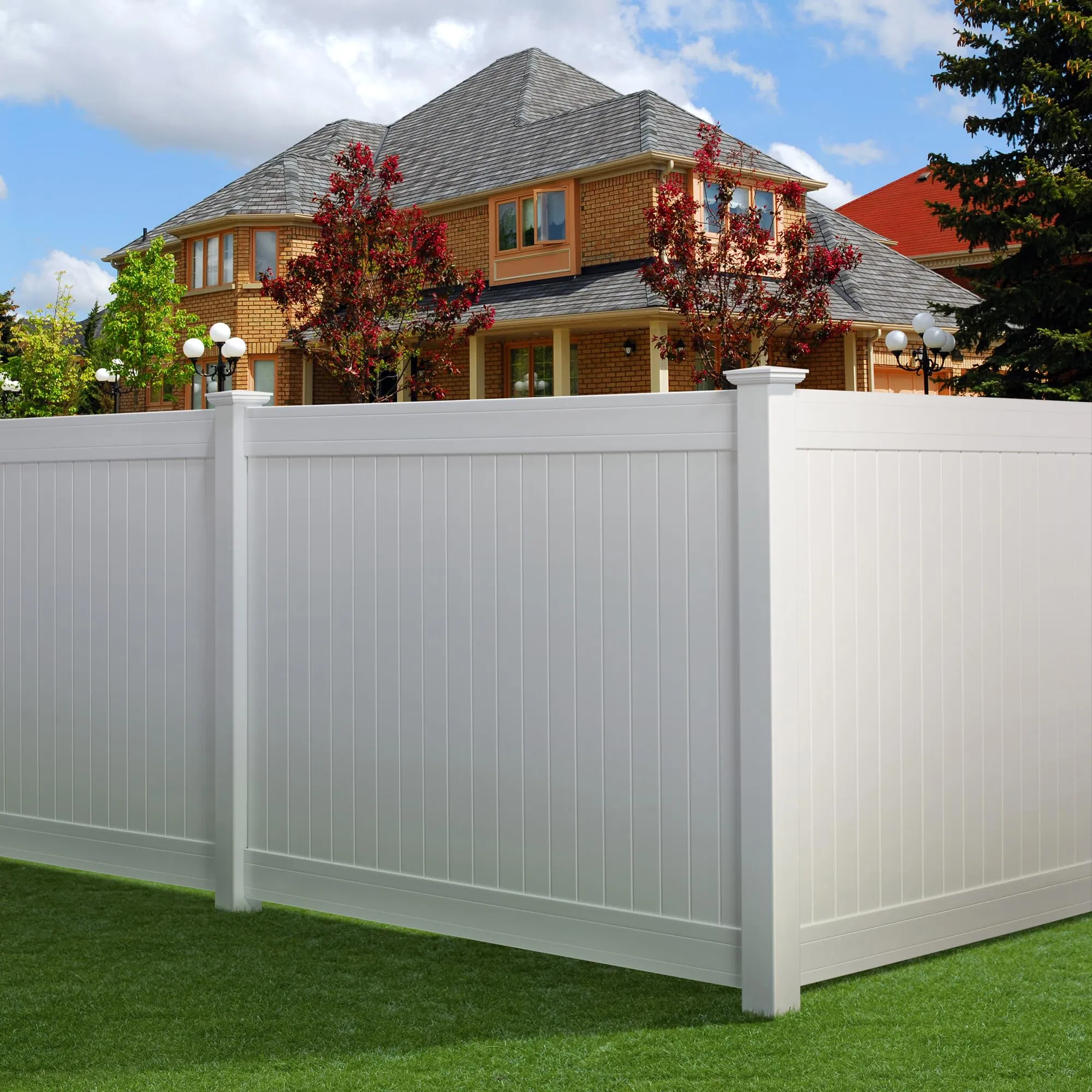 8 FT. W X 6 FT. H White Vinyl Privacy Fence Panel