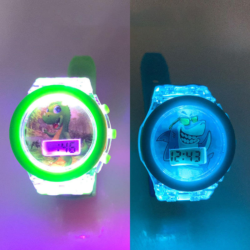 Hot Sell Kids 3D Cartoon Characters LED Light Wristwatch Children Silicone Electronic Digital Toy Watch for Gifts