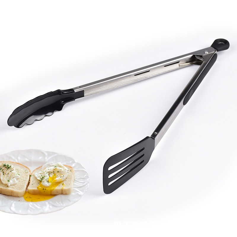 Silicone BBQ Tweezers 12" Stainless Steel Locking Salad Kitchen Food Tongs