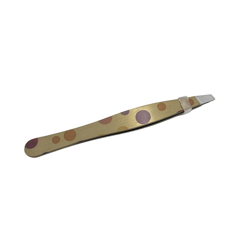 Colored Fashionable Beauty Tool Stainless Steel Flat Eyebrow Tweezer for Eyelash Grafting
