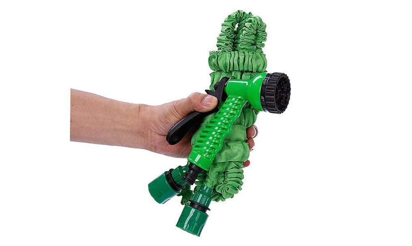 Expandable Flexible Plastic Hose with Spray Garden Magic 7-in-1 Nozzle Wbb12844