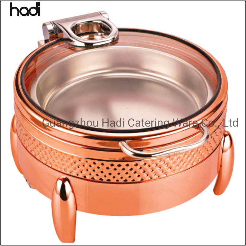 Other Hotel & Restaurant Supplies Buffet Hydraulic Chafer Dish Luxury Golden Chafing Dish Round Induction Rose Gold Food Warmers