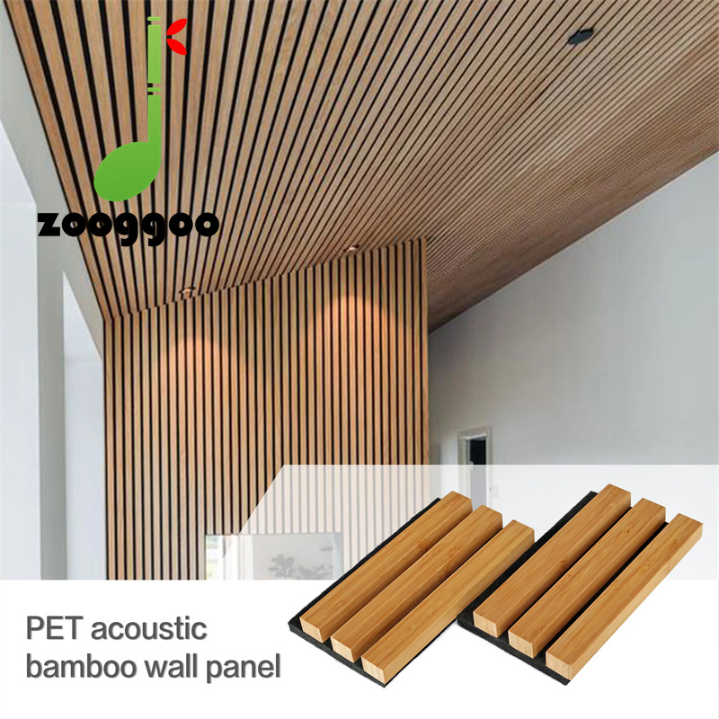 Bamboo Sound-Absorbing Wood Slatted Acoustic Wall Ceiling Panel for Building Material