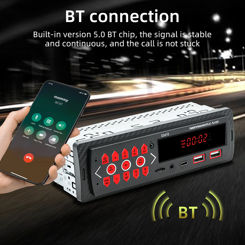 D3410 Bluetooth MP3 Автомагнитола с поддержкой карт памяти TF, USB и FM-радио
