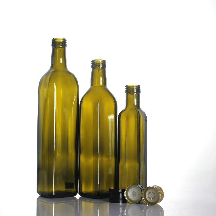 Wholesale 750ml 500ml 250ml Dark Green Square Round Kitchen Edible Olive Oil Bottle