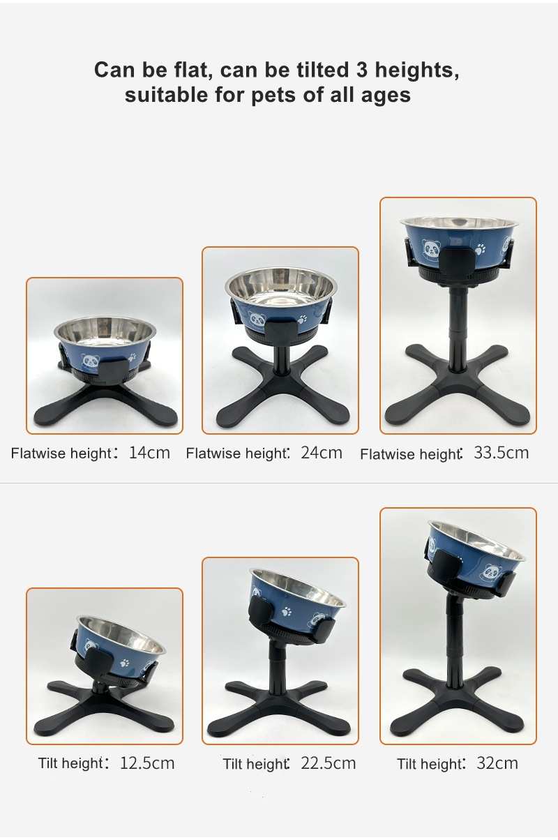 Pet Adjustable Feeding Bracket Holder Basic Tilt Flat Bowl Large Stainless Steel Metal Pets Dog Food Water Feed Bowls