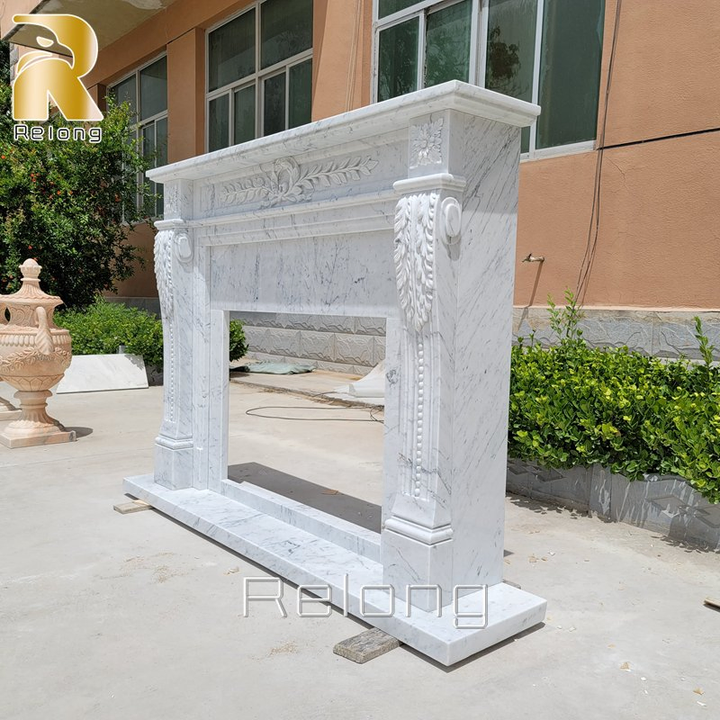 High Quality Natural Carrara White Marble Fireplace Mantels