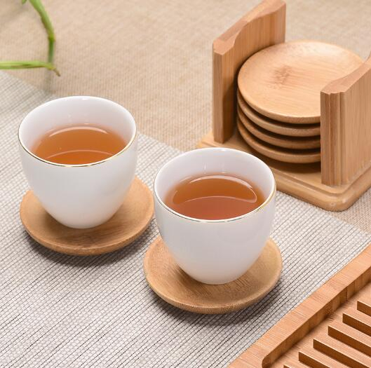 Керамическая кружка для кофе с бамбуковой подставкой