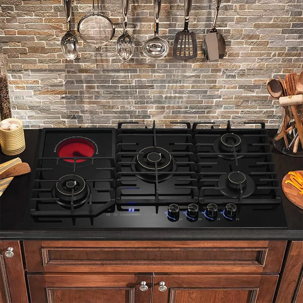 Kitchen Built-in Gas Hobs Electric and 4 Gas Burner Stove Cooker
