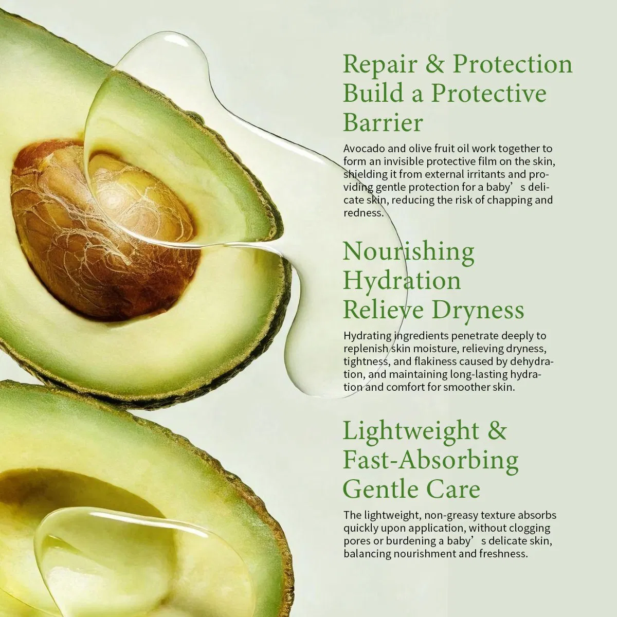 OEM/ODM Repair & Protection Nourishing & Hydrating 50% Avocado & Olive Oil Infant Moisturizing Anti-Chapping Repair Cream