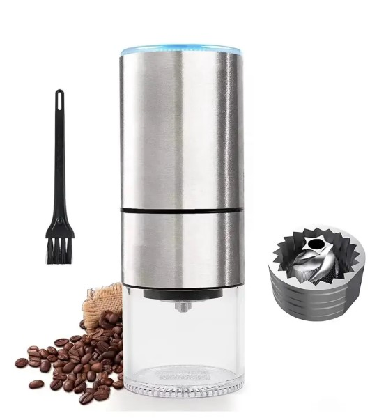 Rechargeable Espresso Machine Coffee Bean Grinder for Home Office Use with Safe Switch
