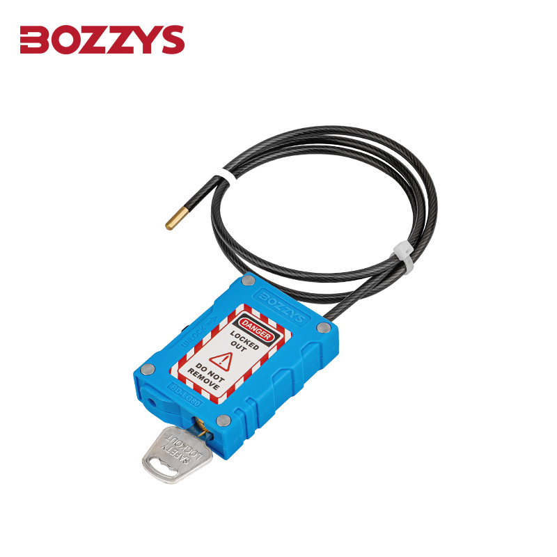 Bozzys Adjustable Lockout Safety Cable Padlock with 0.8m Plastic-Coated Stainless Steel Cable