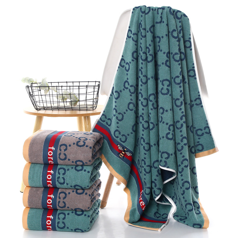 Cotton 100 Yarn Dyed Jacquard Hand Embroidery Sport Hotel Home Bath Beach Towels