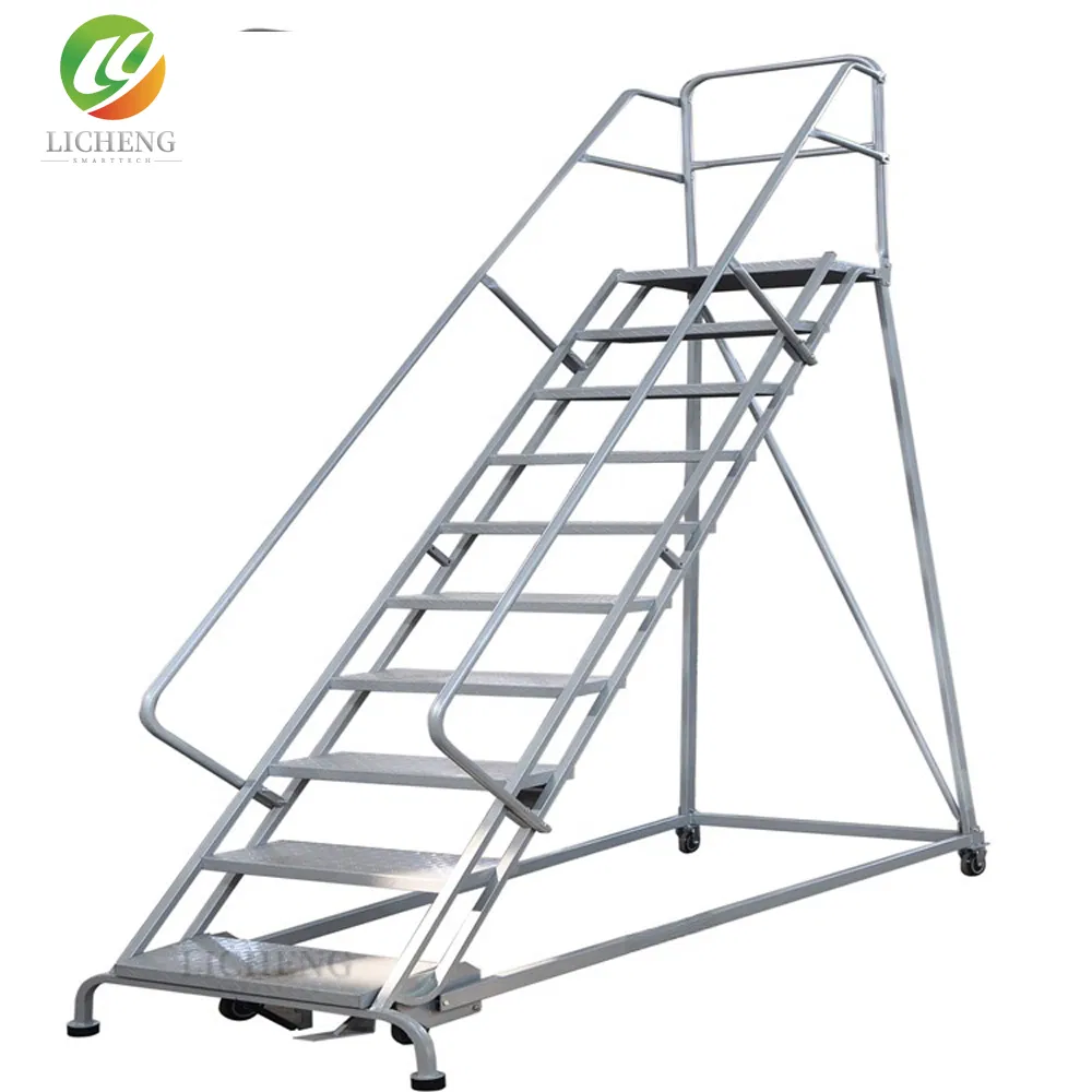 Adjustable Self-Locking Stainless Steel Mobile Step Ladder