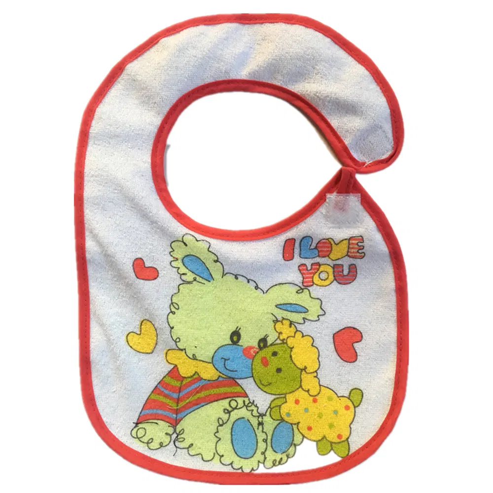 OEM Custom Logo Printed Promotional Advertising Cotton Terry Baby Bib Adjustable Drool Bibs